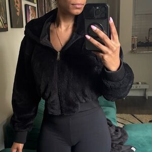 Reversible Crop Fur Bomber